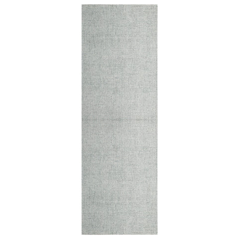 8' Green And Ivory Wool Checkered Hand Tufted Runner Rug