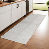 8' Gray And Ivory Wool Checkered Hand Tufted Runner Rug