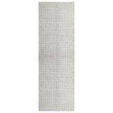8' Gray And Ivory Wool Checkered Hand Tufted Runner Rug