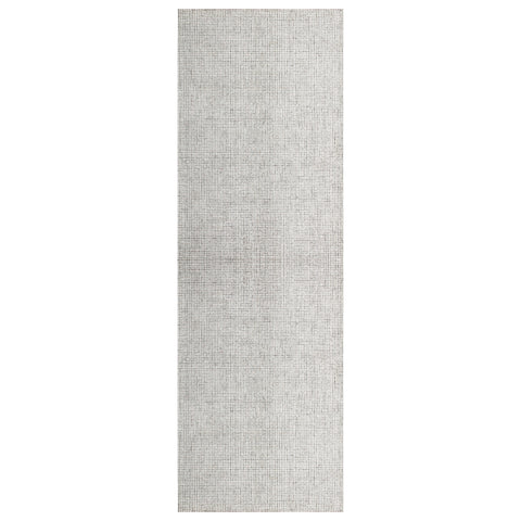 8' Gray And Ivory Wool Checkered Hand Tufted Runner Rug