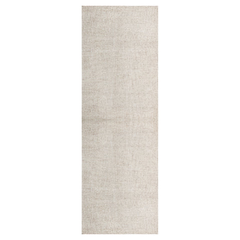 8' Beige And Ivory Wool Checkered Hand Tufted Runner Rug