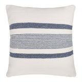 20" Navy and White Striped Throw Pillow With Ruffle