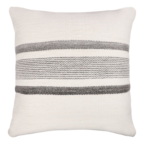 20" Black Gray and White Striped Throw Pillow