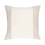 22" Beige and Ivory Striped Cotton Throw Pillow
