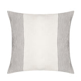 22" Gray and Ivory Striped Cotton Throw Pillow