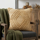 22" X 22" Brown Jute Diamond Throw Pillow