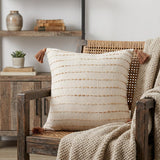 20" White Cotton Pillow With Tassels Edges