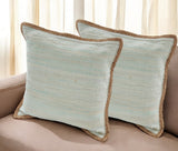 Set of Two 20" Gray And Natural Cotton And Jute Throw Pillows