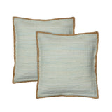 Set of Two 20" Gray And Natural Cotton And Jute Throw Pillows