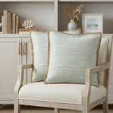 Set of Two 20" Gray And Natural Cotton And Jute Throw Pillows