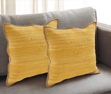 Set of Two 20" Yellow Cotton And Jute Throw Pillows with Texture