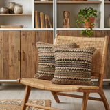 Set of Two 18" Brown and Dark Green Striped Cotton Blend Throw Pillows with Texture