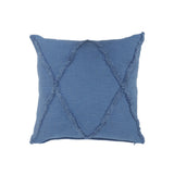 Set of Two Blue Diamond Cotton Throw Pillow With Fringe