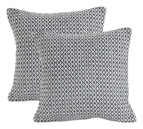 Set of Two Gray Chevron Cotton Throw Pillow