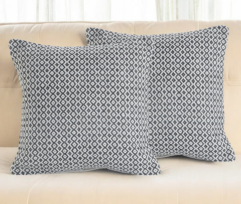 Set of Two Gray Chevron Cotton Throw Pillow