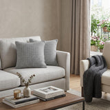Set of Two Gray Chevron Cotton Throw Pillow