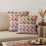 Set of Two Brown Eclectic Cotton Throw Pillow