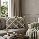 Set of Two 20" Black And Yellow Striped Cotton Throw Pillows with Fringe