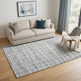 5' X 8' Gray and Black Wool Abstract Geometric Hand Loomed Area Rug