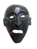 11" Black Solid Wood Decorative Mask Tabletop Sculpture