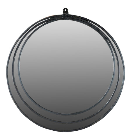 22" Black Round Metal Framed Accent Mirror