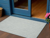3' X 5' Aqua And Ivory Geometric Indoor Outdoor Area Rug