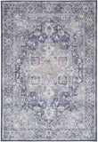 4' X 6' Ivory And Blue Floral Distressed Area Rug