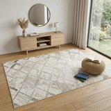4' X 6' Ivory and Gray Abstract Non Skid Area Rug