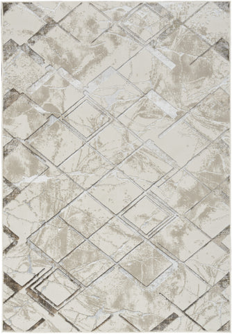 4' X 6' Ivory and Gray Abstract Non Skid Area Rug