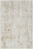 4' X 6' Ivory Black and Gray Chevron Distressed Non Skid Area Rug