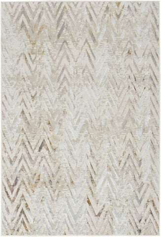 4' X 6' Ivory Black and Gray Chevron Distressed Non Skid Area Rug