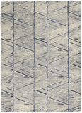 4' X 6' Blue and White Wool Abstract Area Rug