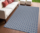 4' X 6' Blue And Ivory Geometric Indoor Outdoor Area Rug