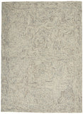 4' X 6' Ivory and Blue Wool Geometric Area Rug