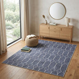 4' X 6' Blue And Ivory Geometric Area Rug