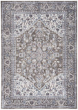 4' X 6' Green and Ivory Floral Medallion Power Loom Distressed Area Rug