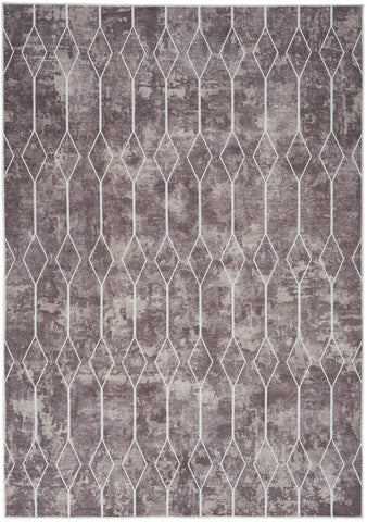4' X 6' Gray and Ivory Geometric Power Loom Area Rug