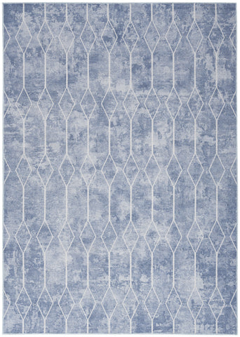 4' X 6' Blue and Ivory Geometric Power Loom Area Rug