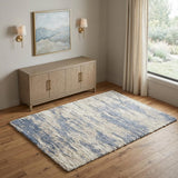 4' X 6' Light Blue Gray and Beige Abstract Shag Area Rug