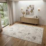 4' X 6' Beige Ivory and Gray Abstract Non Skid Area Rug
