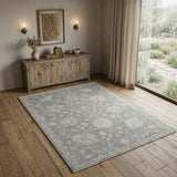 4' X 6' Gray And Charcoal Floral Area Rug