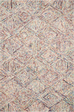 4' X 6' Ivory Red and Blue Wool Geometric Area Rug