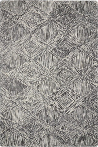 4' X 6' Charcoal and Ivory Wool Geometric Area Rug