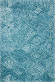 4' X 6' Blue and Ivory Wool Geometric Area Rug