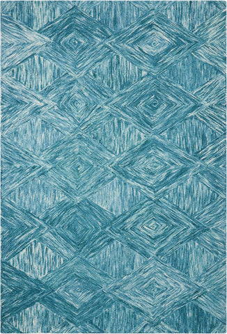 4' X 6' Blue and Ivory Wool Geometric Area Rug