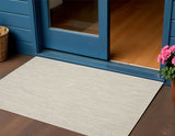 3' X 5' Ivory And Silver Geometric Indoor Outdoor Area Rug