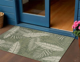 3' X 5' Green And Ivory Palm Leaf Indoor Outdoor Area Rug