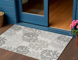 3' X 5' Gray Black And Ivory Nautical Indoor Outdoor Area Rug