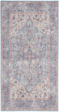 3' X 5' Blue Floral Power Loom Distressed Area Rug