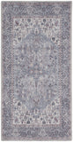 3' X 5' Blue and Beige Floral Power Loom Distressed Area Rug
